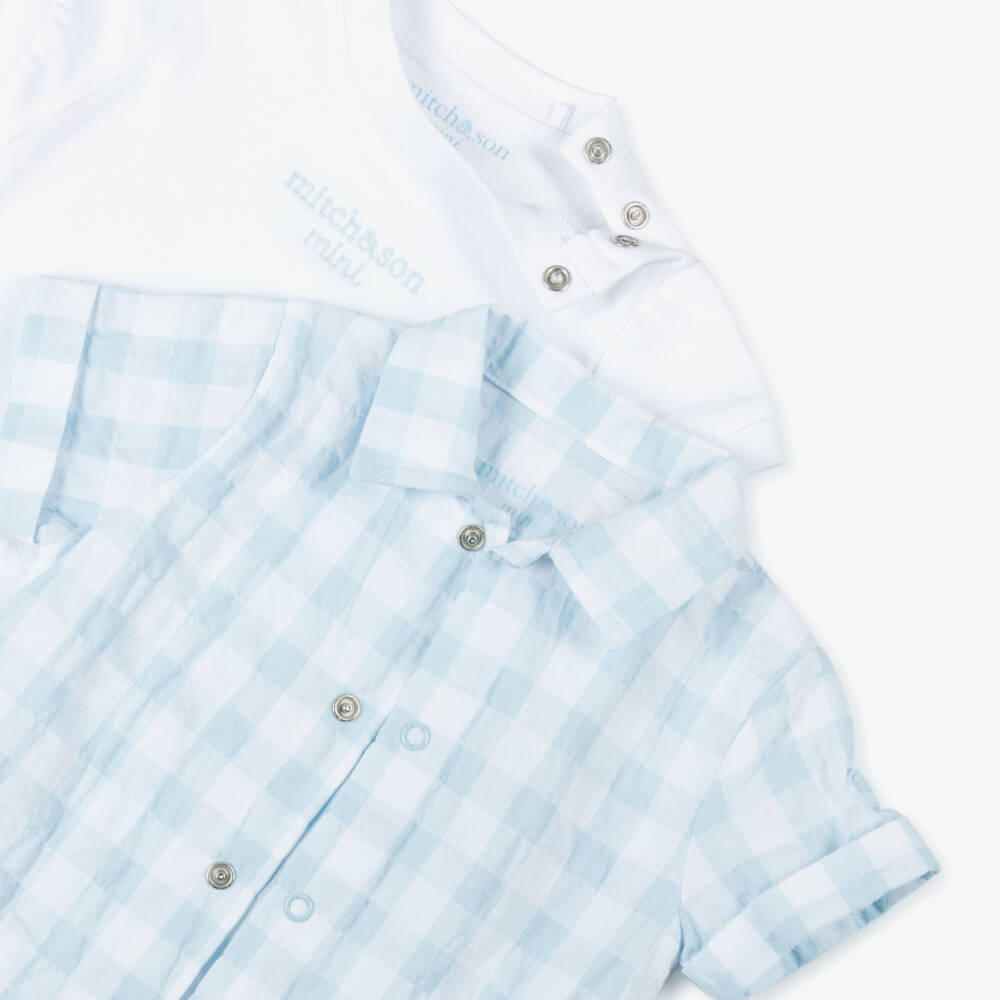Mitch & Son-Boys' Blue Plaid Trio Outfit | Childrensalon Outlet