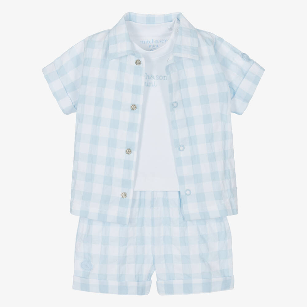 Mitch & Son-Boys' Blue Plaid Trio Outfit | Childrensalon Outlet
