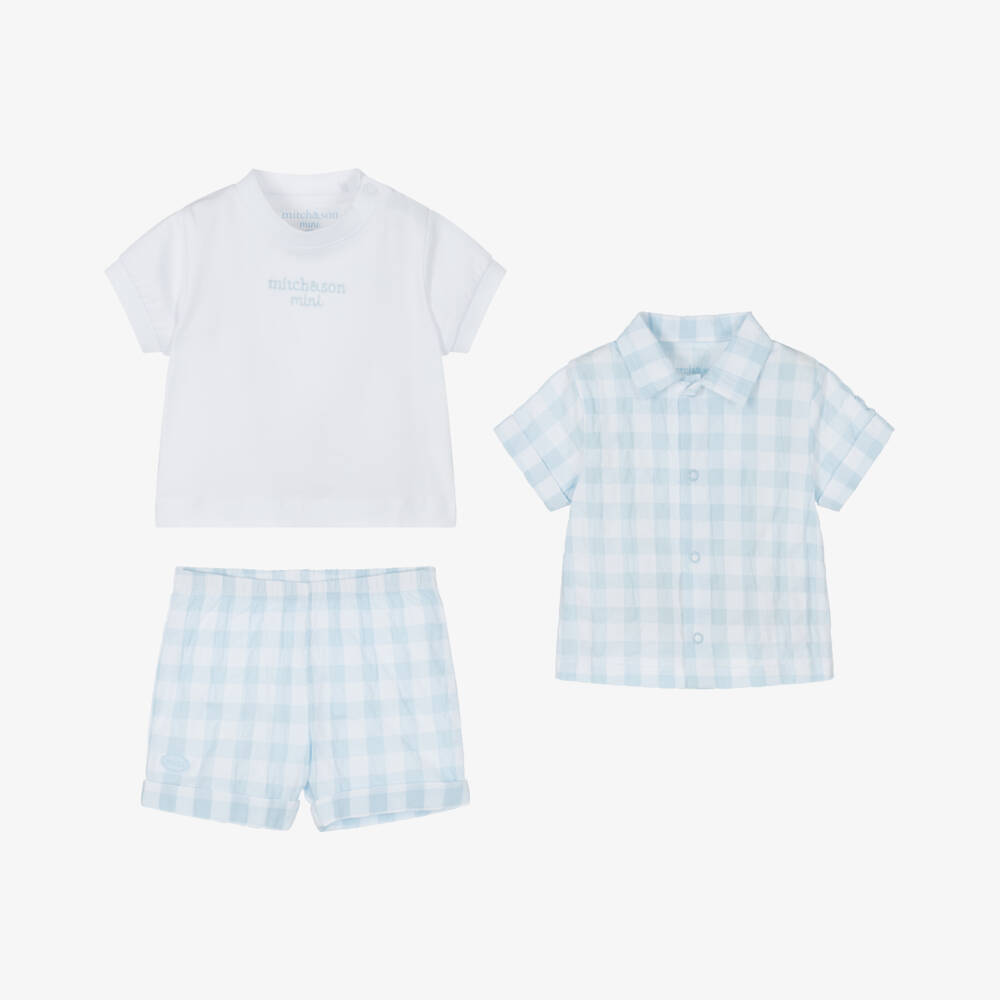 Mitch & Son-Boys' Blue Plaid Trio Outfit | Childrensalon Outlet