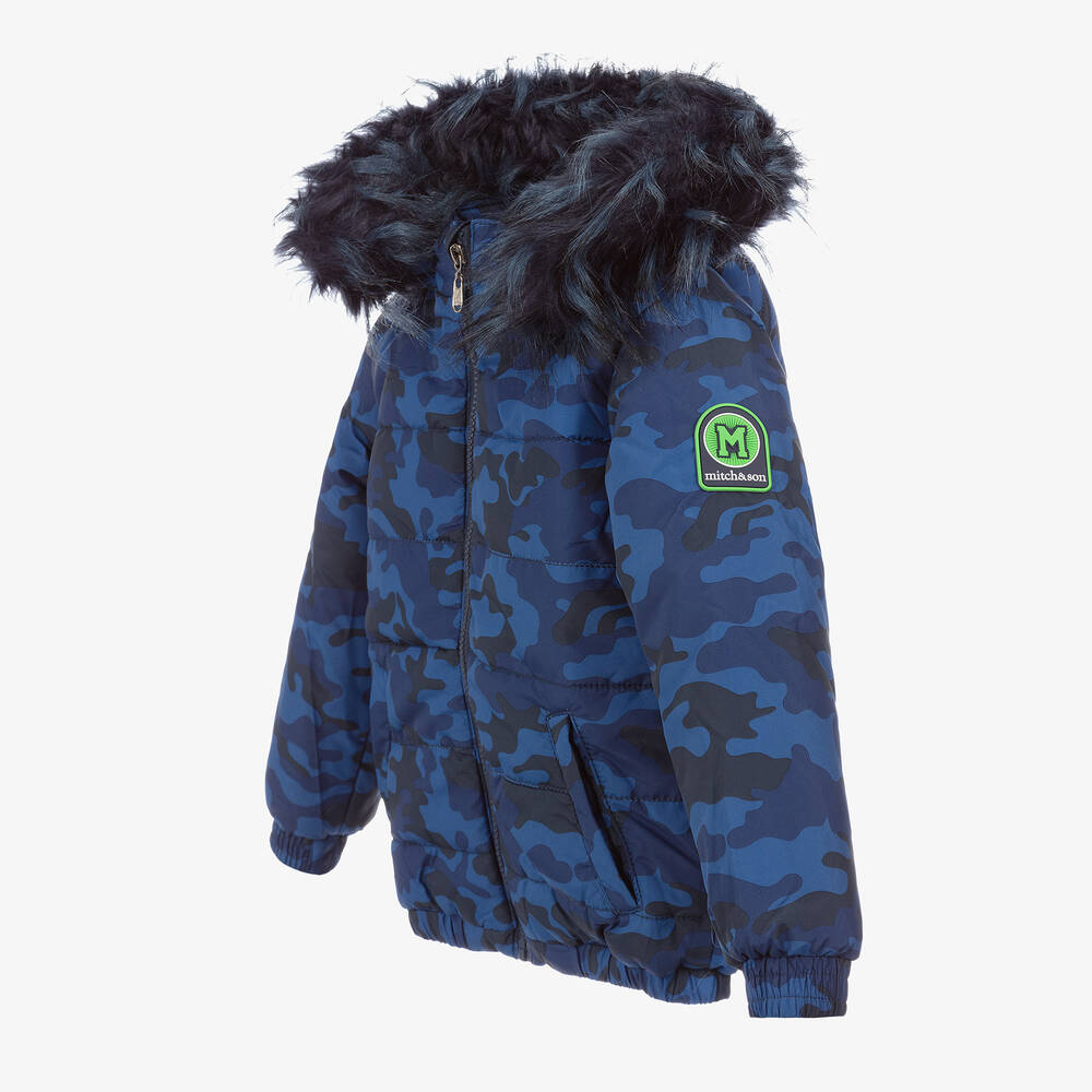 Mitch & Son-Boys Blue Puffer Jacket | Childrensalon Outlet