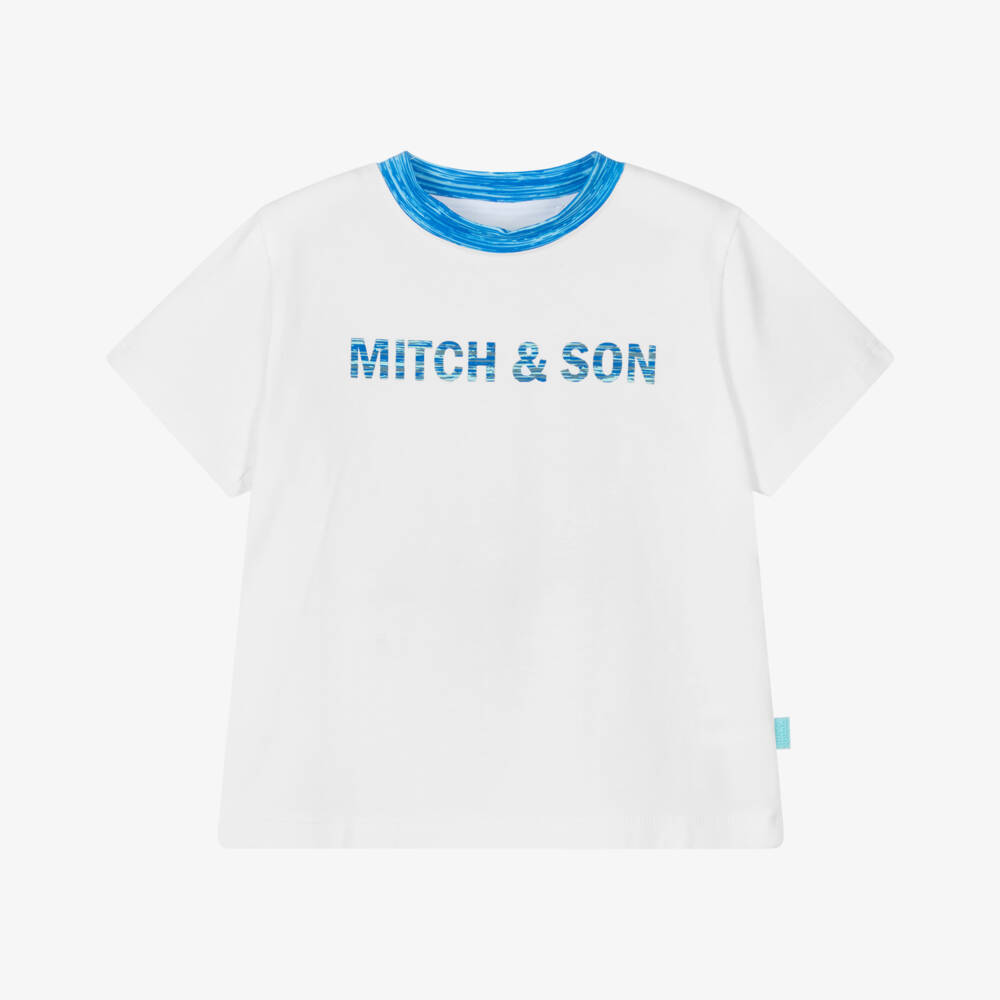 Mitch & Son-Boys Blue-Trimmed Cotton Tee | Childrensalon Outlet
