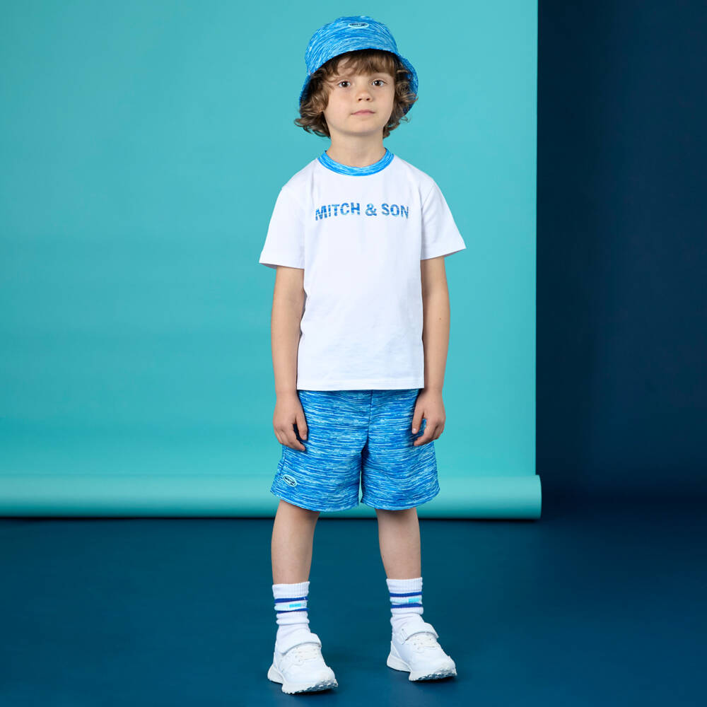 Mitch & Son-تيشيرت قطن أزرق الحواف للأولاد | Childrensalon Outlet