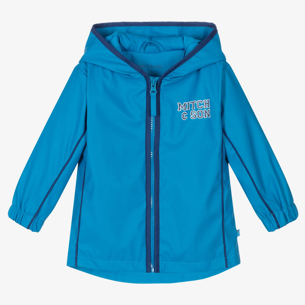 Mitch & Son-Boys Blue Varsity Logo Hooded Jacket | Childrensalon Outlet