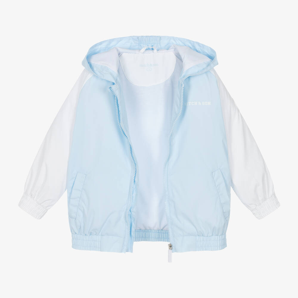 Mitch & Son-Boys Blue & White Hooded Jacket | Childrensalon Outlet