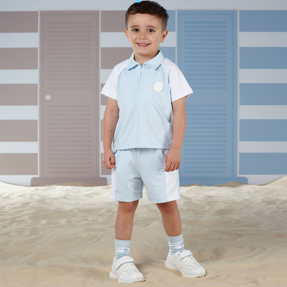 Mitch & Son-Boys Blue & White Shorts Set | Childrensalon Outlet