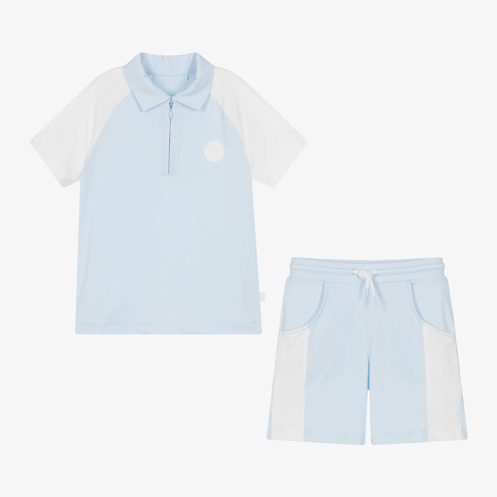 Mitch & Son-Boys Blue & White Shorts Set | Childrensalon Outlet
