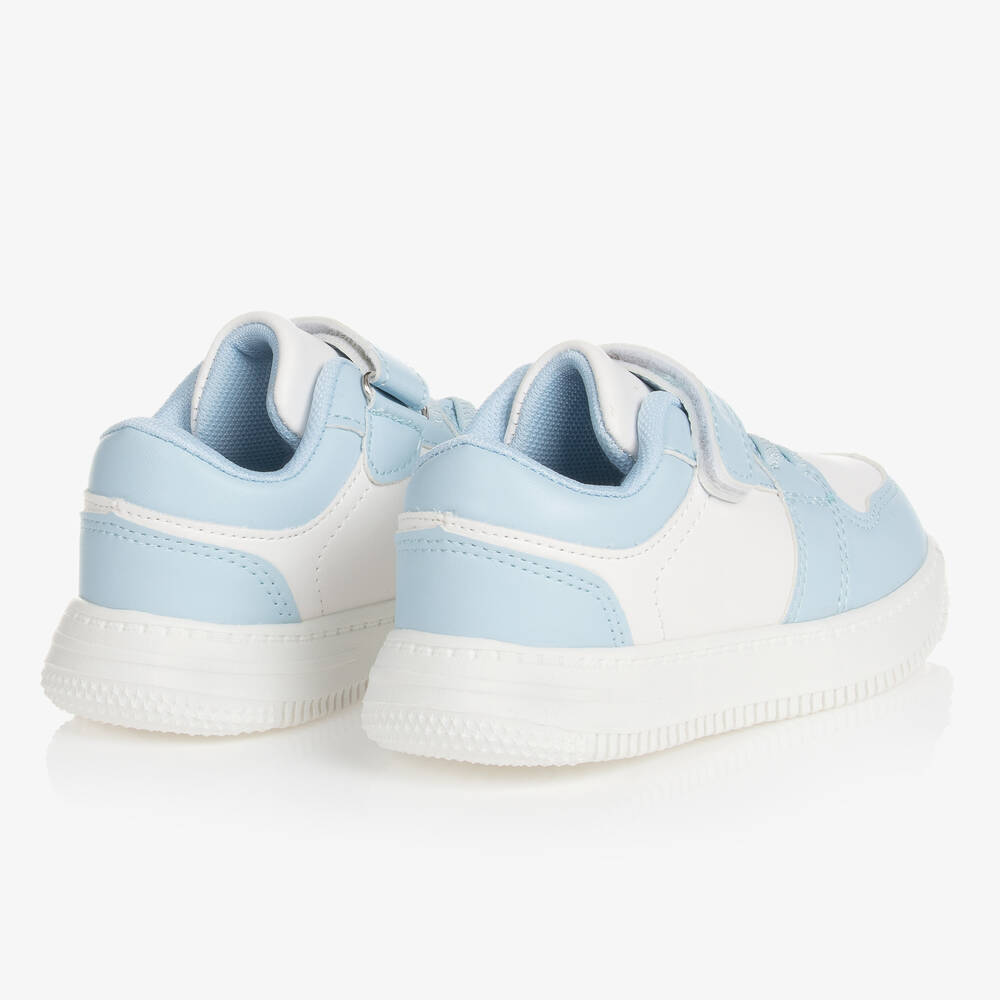 Mitch & Son-Boys Blue & White Velcro Trainers | Childrensalon Outlet
