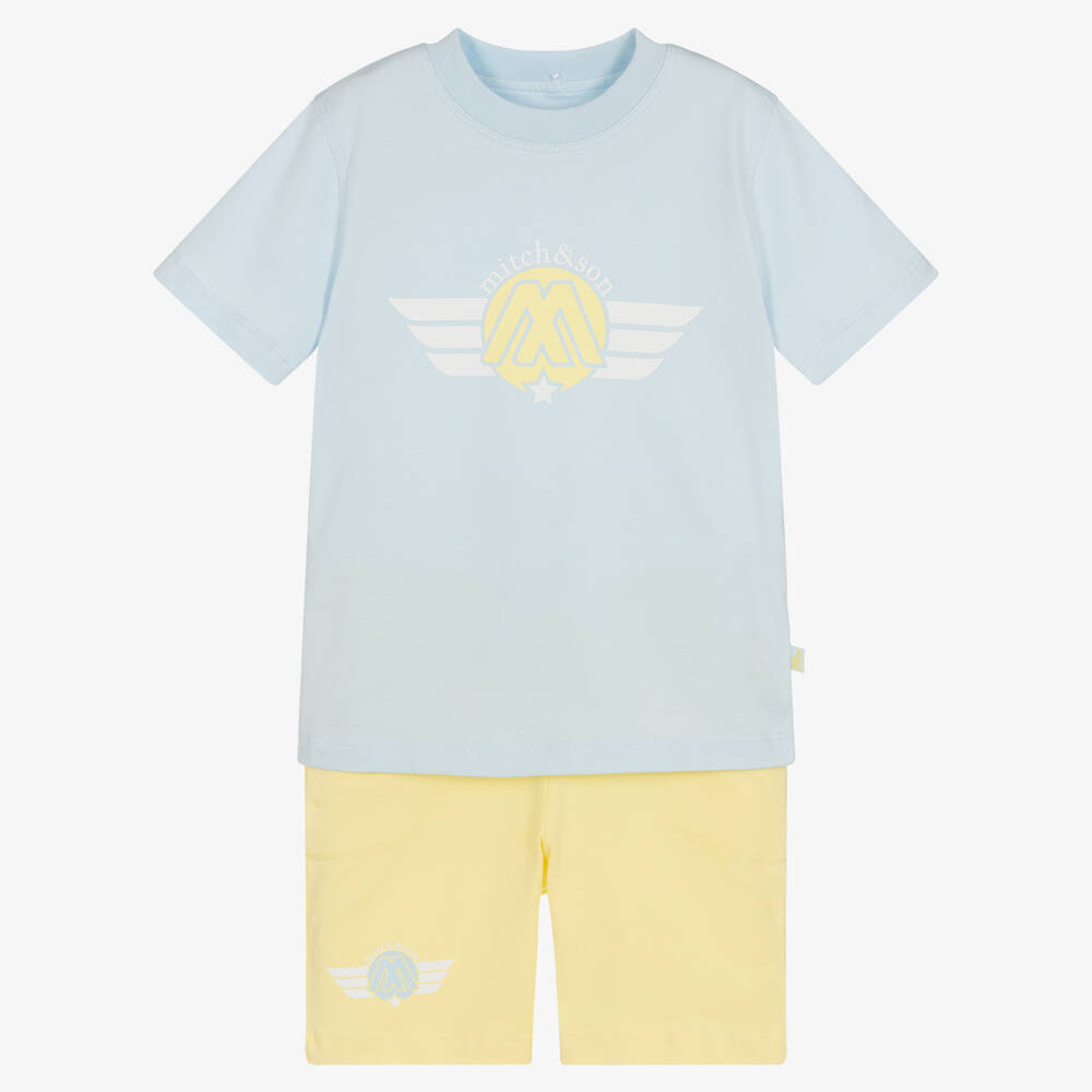 Mitch & Son - Top & Shorts Set in Blau und Gelb | Childrensalon