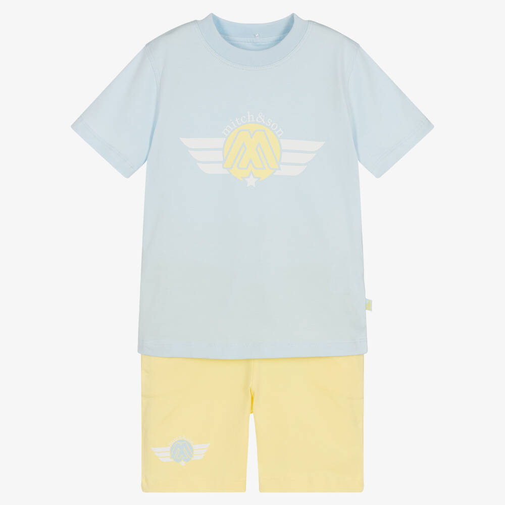 Mitch & Son - Ensemble short jaune et bleu garçon | Childrensalon