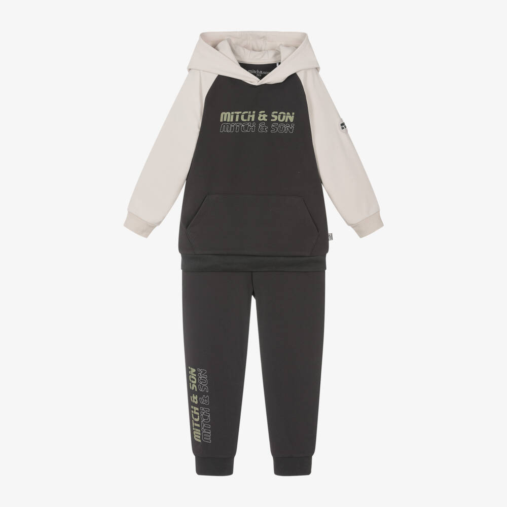 Mitch & Son-Boys Charcoal Hoodie Tracksuit | Childrensalon Outlet
