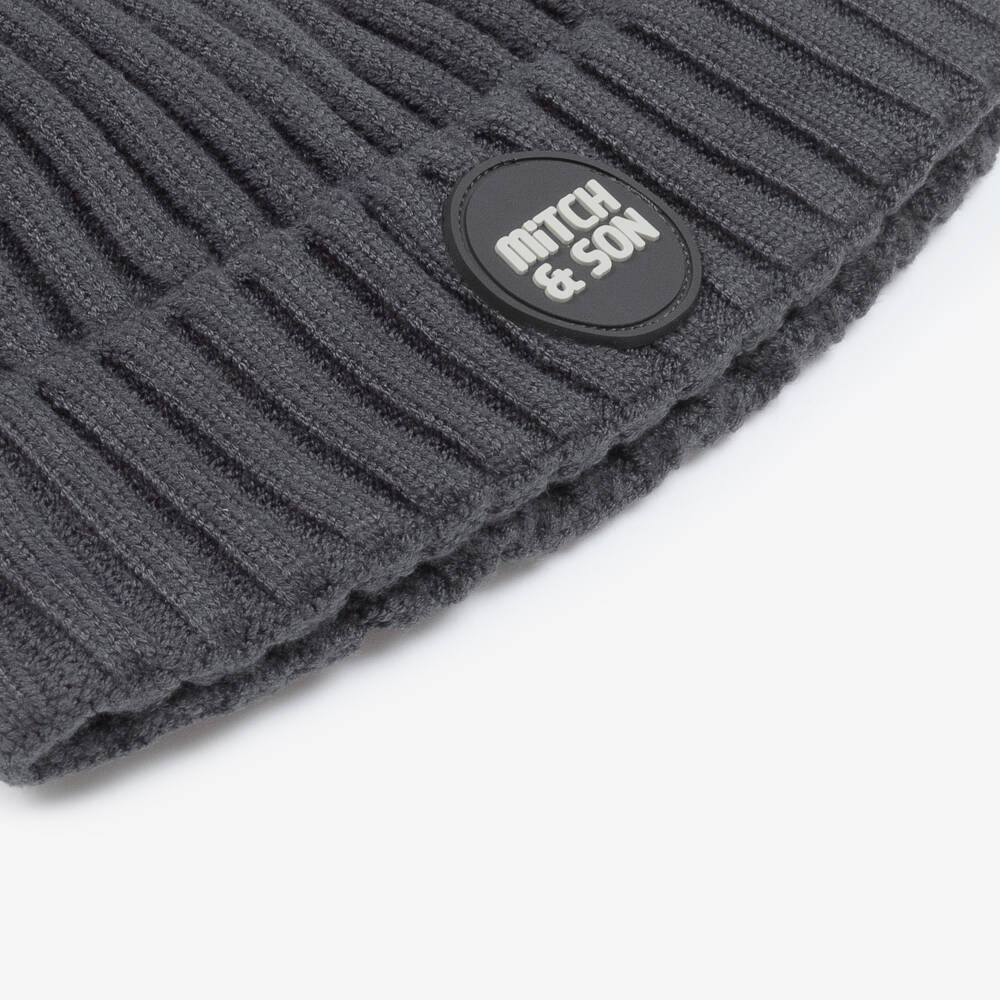 Mitch & Son-Boys Charcoal Knit Pom Hat | Childrensalon Outlet