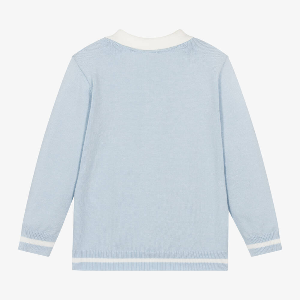 Mitch & Son-Boys Collared Blue Knit Jumper | Childrensalon Outlet