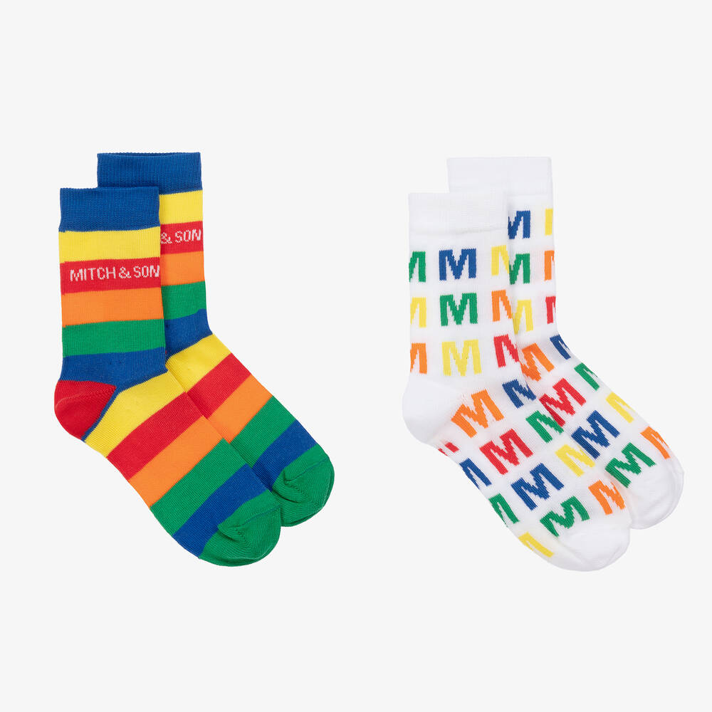 Mitch & Son-Boys Colourful Cotton Socks (2 Pack) | Childrensalon Outlet