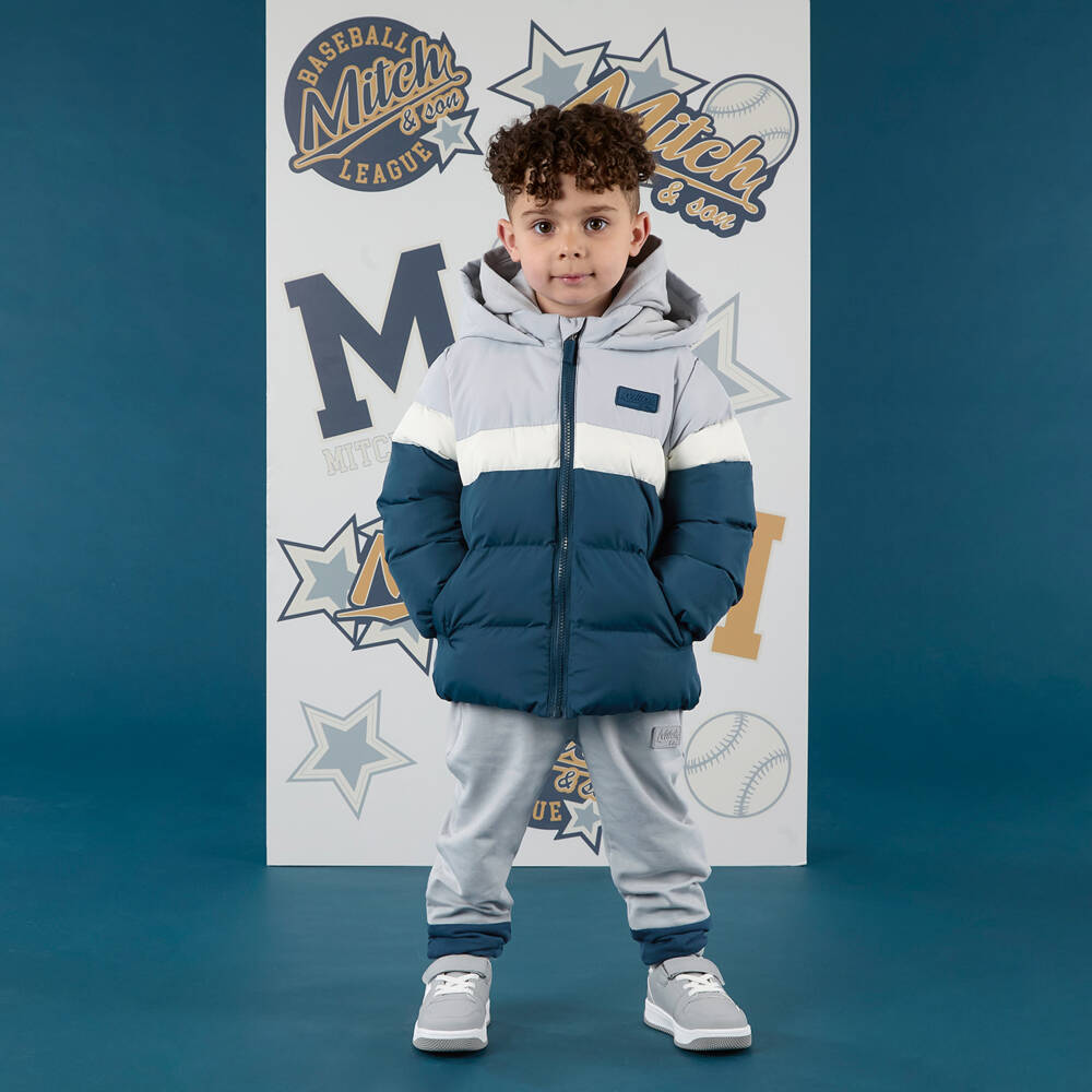 Mitch & Son-Уютная синяя куртка с капюшоном для мальчиков | Childrensalon Outlet