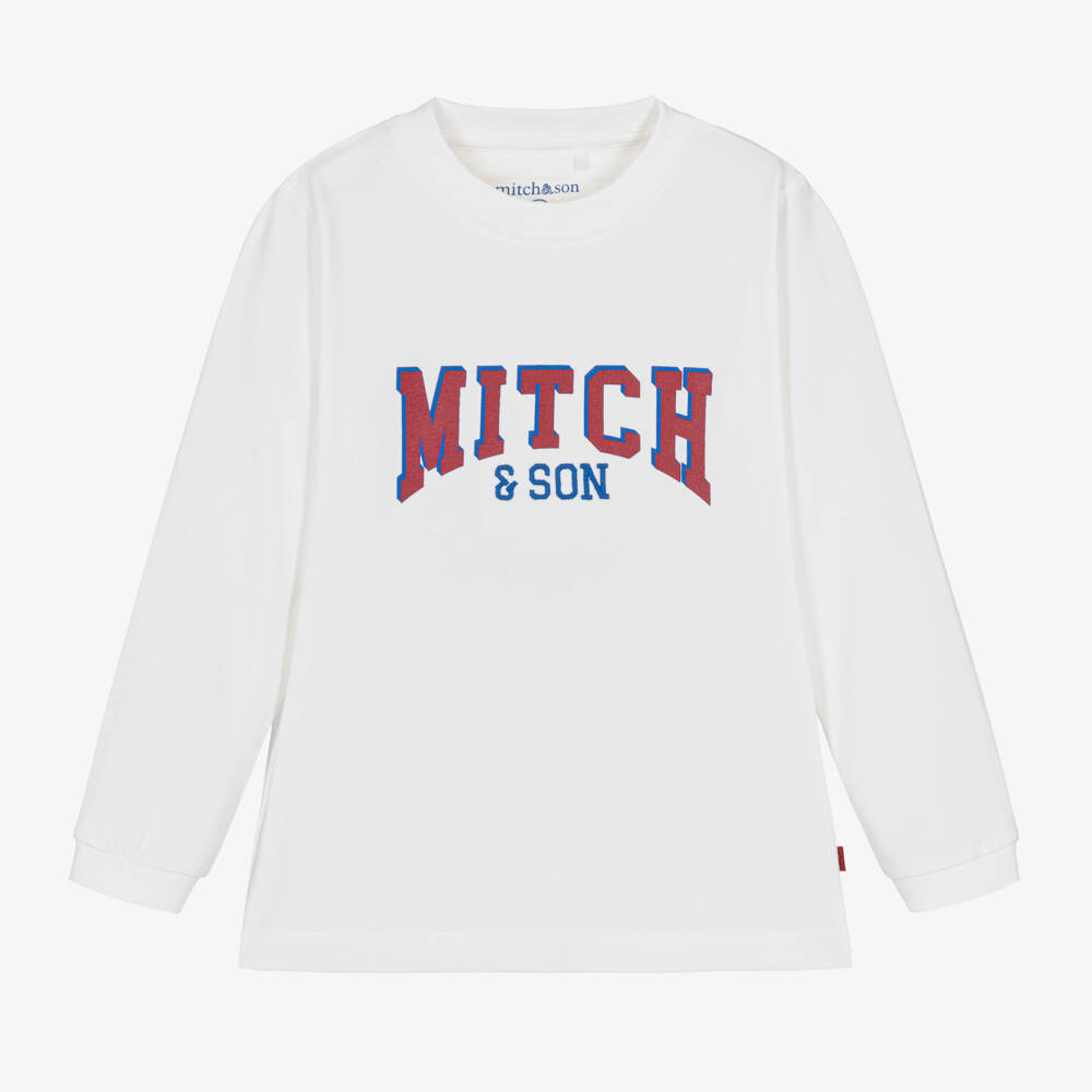 Mitch & Son-توب بطبعة فارسيتي قطن لون أبيض للأولاد | Childrensalon Outlet