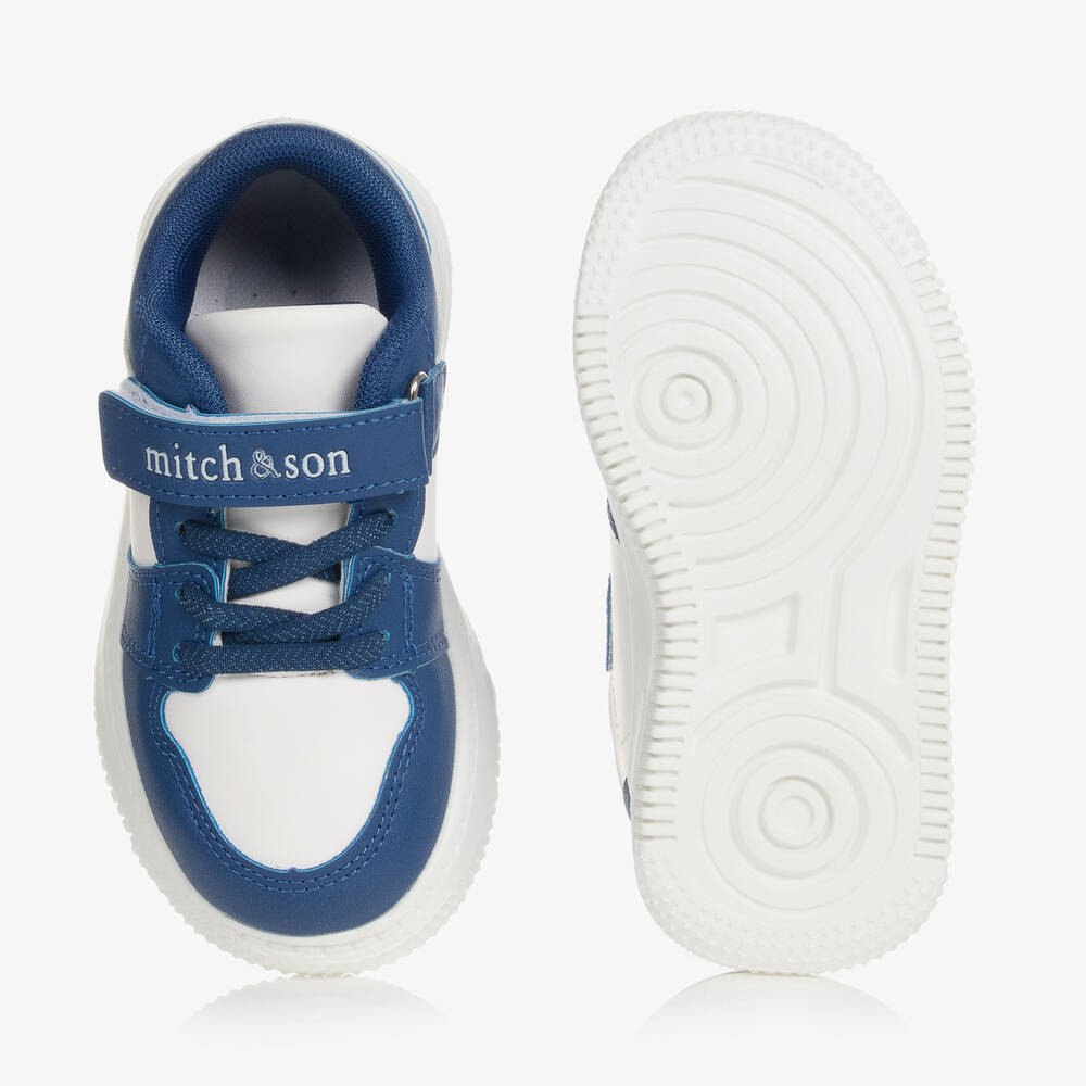Mitch & Son-Boys Dark Blue & White Velcro Trainers | Childrensalon Outlet