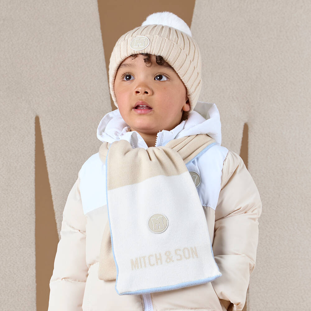 ميتش آند سون-سكارف بوجهين أطفال ولادي لون بيج و أزرق (118 سم) | Childrensalon Outlet