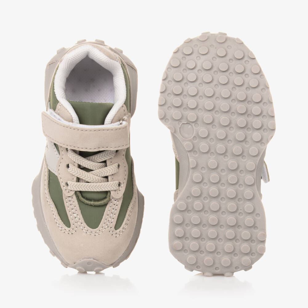 Mitch & Son-Boys Faux Suede Grey-Green Trainers | Childrensalon Outlet