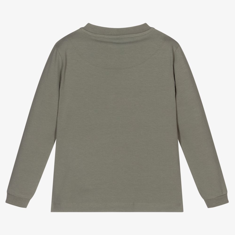 Mitch & Son-Boys Green Cotton Logo Top | Childrensalon Outlet