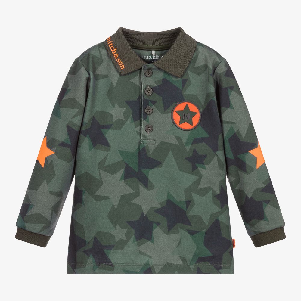 Mitch & Son-Boys Green Cotton Polo Shirt | Childrensalon Outlet