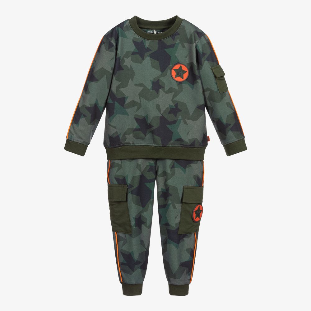 Mitch & Son - Boys Green Cotton Tracksuit | Childrensalon