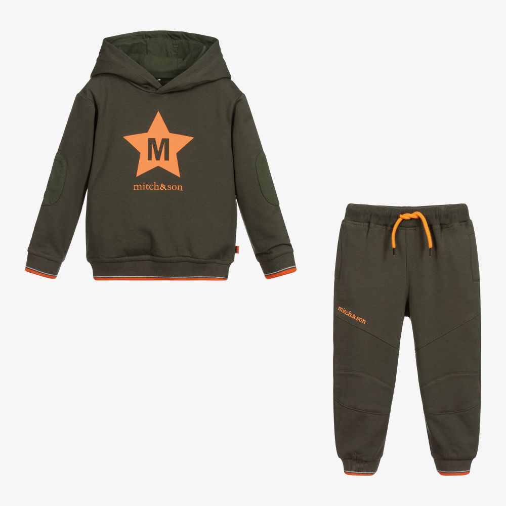 Mitch & Son-Boys Green Cotton Tracksuit | Childrensalon Outlet