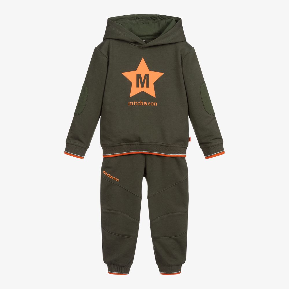 Mitch & Son - Boys Green Cotton Tracksuit | Childrensalon