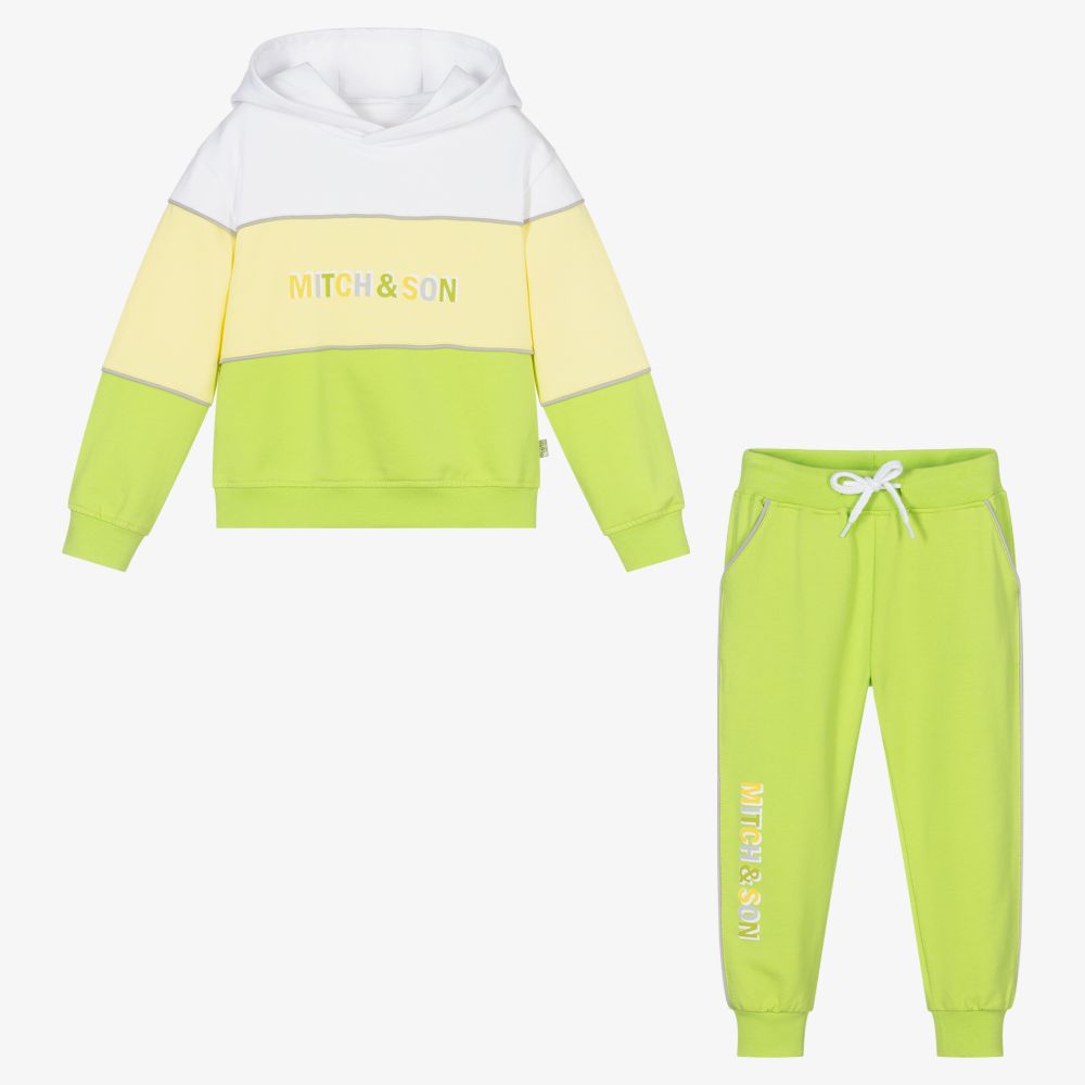 Mitch & Son-تراكسوت قطن جيرسي لون أخضر وأصفر للأولاد | Childrensalon Outlet