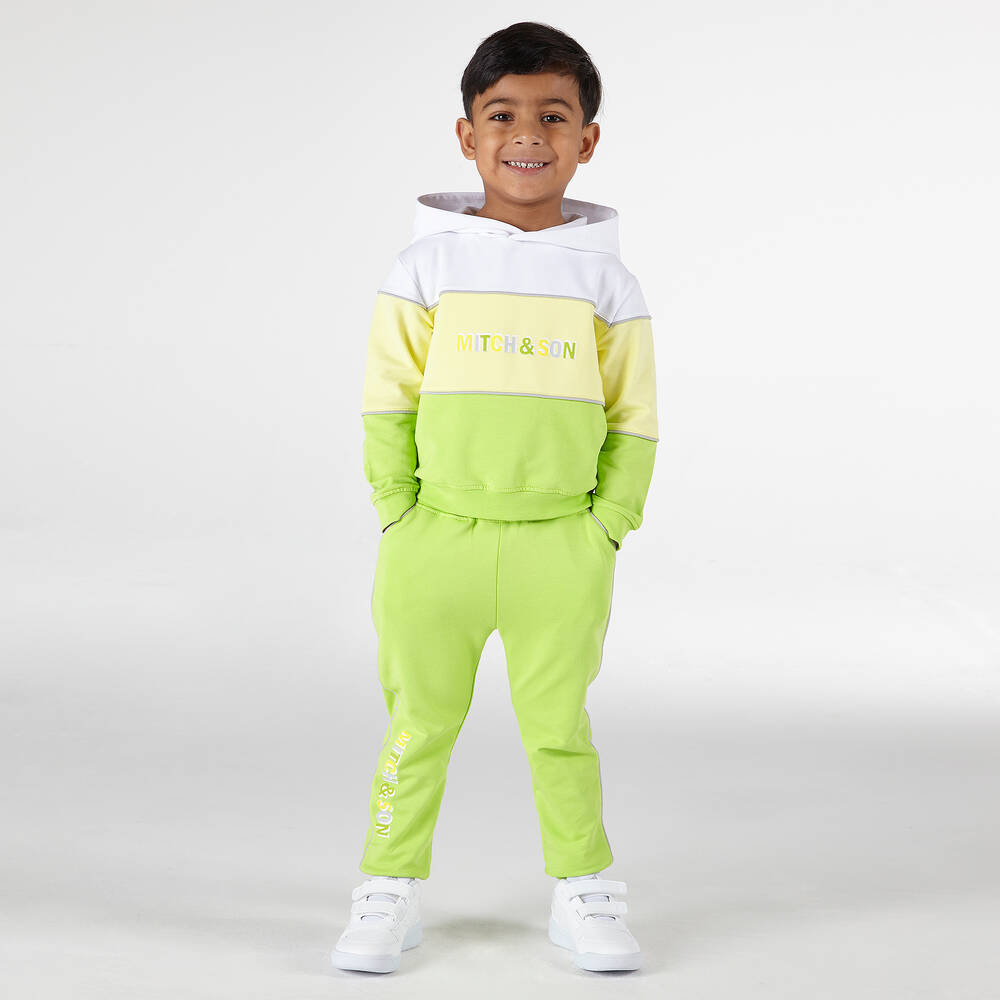 Mitch & Son-تراكسوت قطن جيرسي لون أخضر وأصفر للأولاد | Childrensalon Outlet
