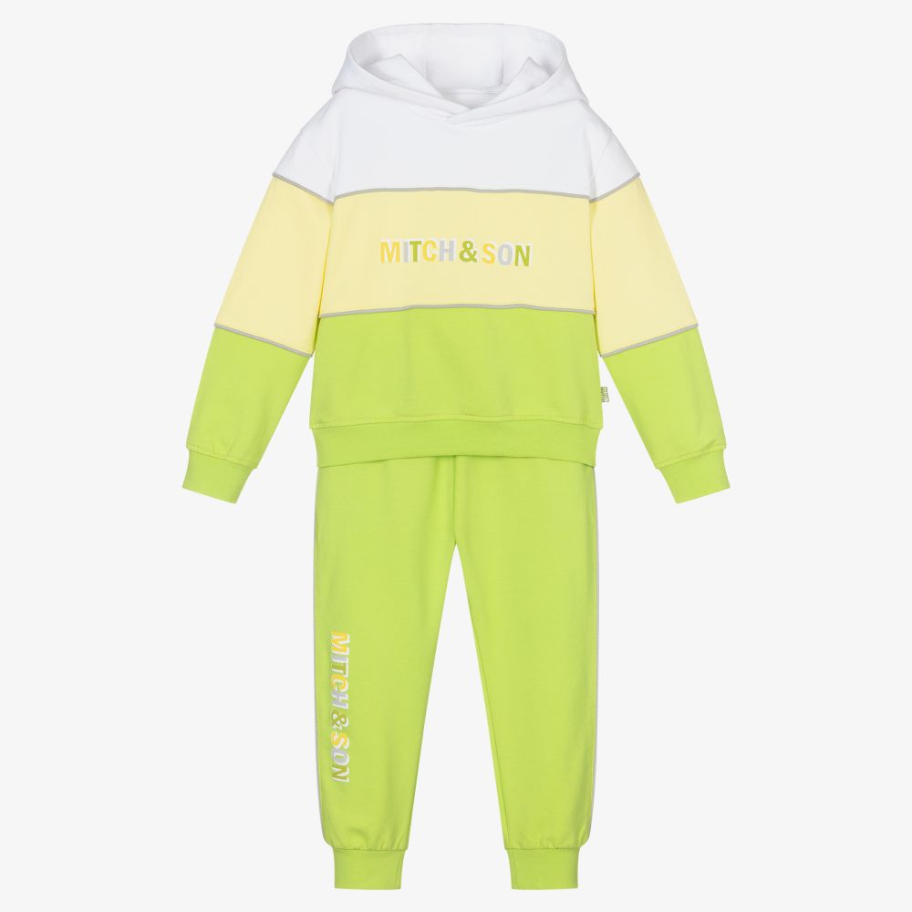 Mitch & Son-Boys Green Cotton Tracksuit | Childrensalon Outlet