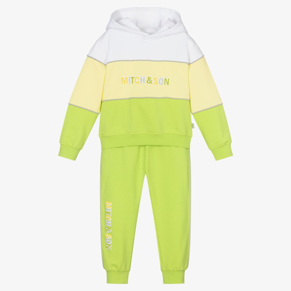 Mitch & Son - Boys Green Cotton Tracksuit | Childrensalon