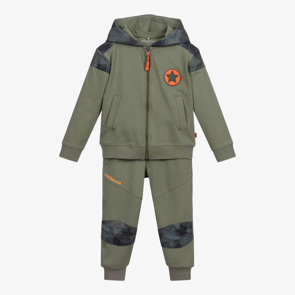 Mitch & Son - Boys Green Hooded Tracksuit | Childrensalon