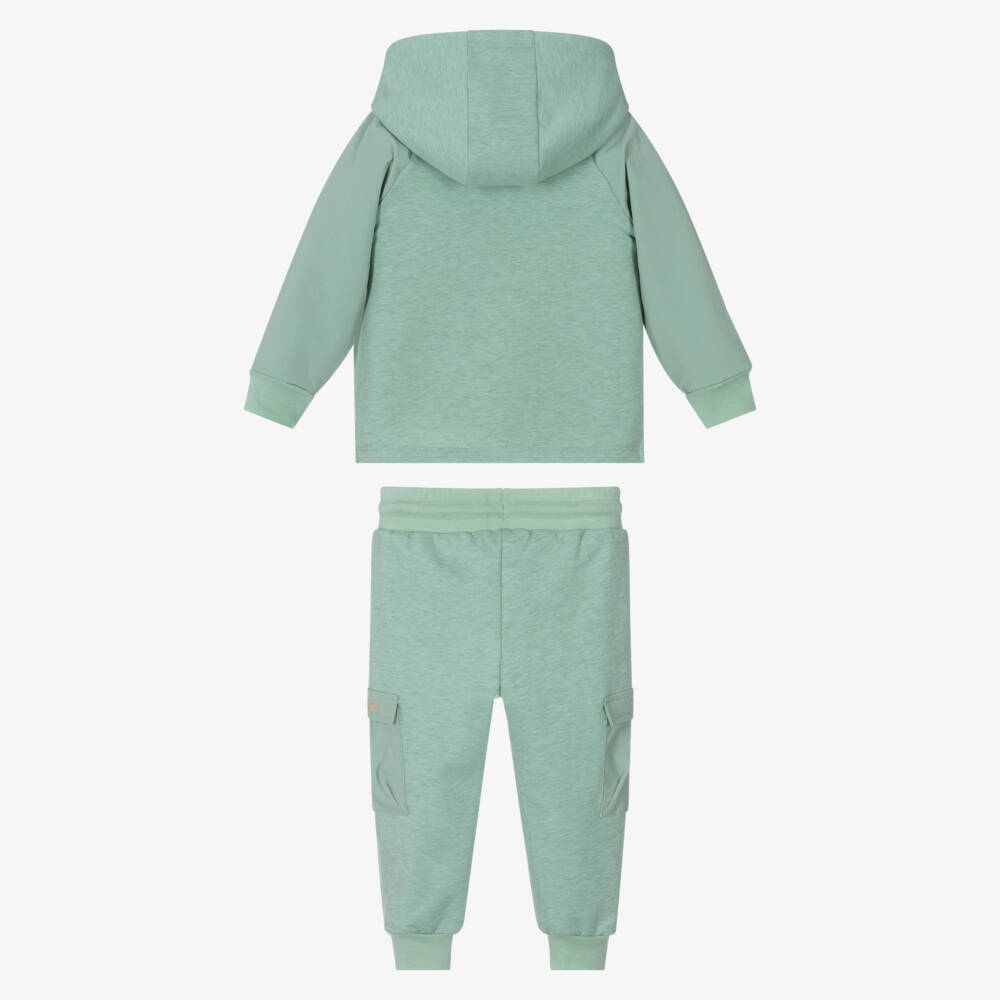 Mitch & Son-بدلة رياضية خضراء بغطاء رأس للأولاد | Childrensalon Outlet