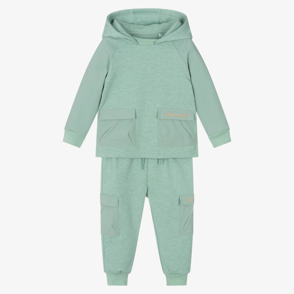 Mitch & Son-بدلة رياضية خضراء بغطاء رأس للأولاد | Childrensalon Outlet
