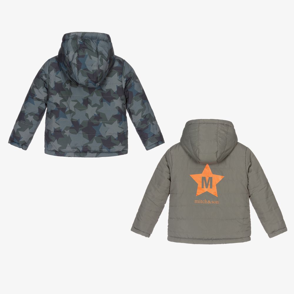Mitch & Son-Boys Green Reversible Jacket | Childrensalon Outlet