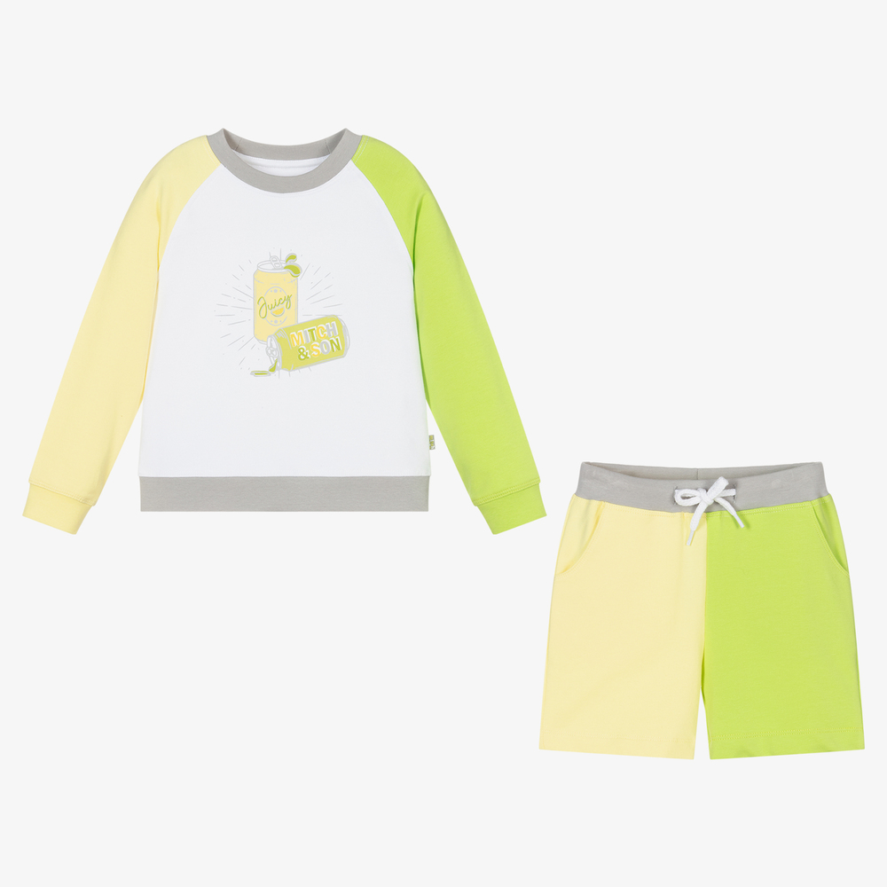 Mitch & Son-Зелено-желтый топ и шорты для мальчиков | Childrensalon Outlet