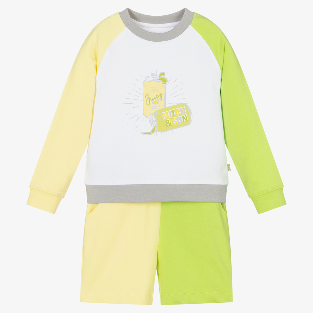 Mitch & Son - Ensemble short vert/jaune Garçon | Childrensalon