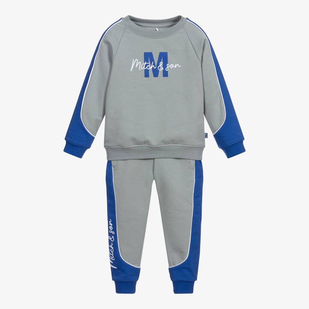 Mitch & Son-Boys Grey & Blue Tracksuit | Childrensalon Outlet