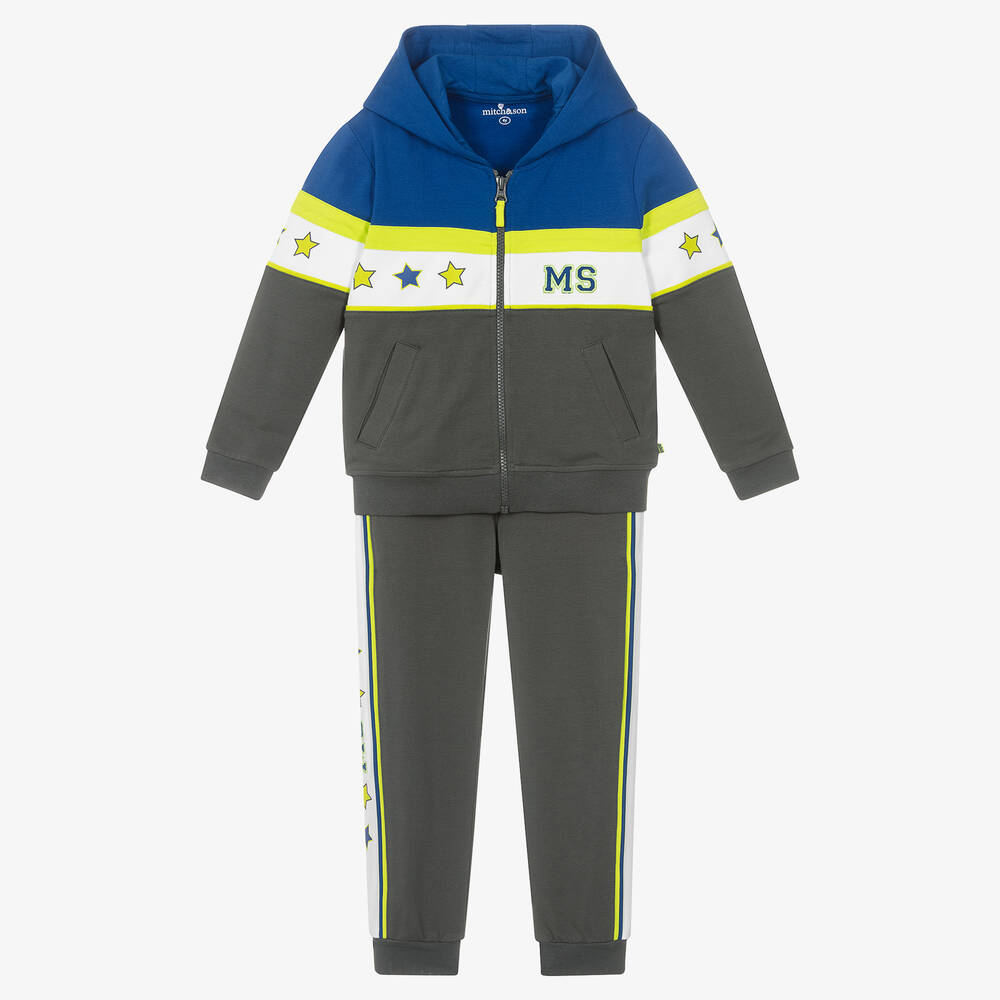 Mitch & Son - Boys Grey & Blue Tracksuit | Childrensalon