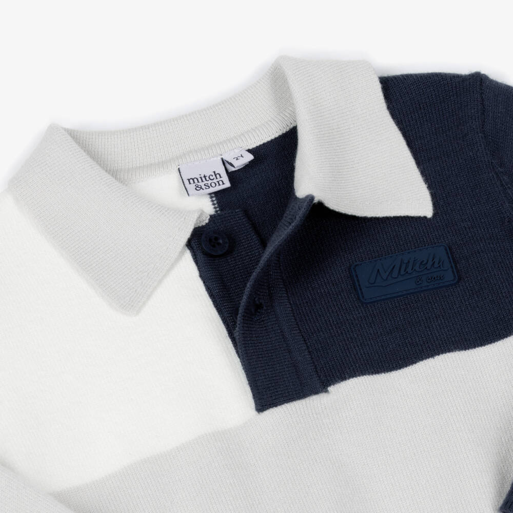 Mitch & Son-Свитер поло синий и серый для мальчиков | Childrensalon Outlet