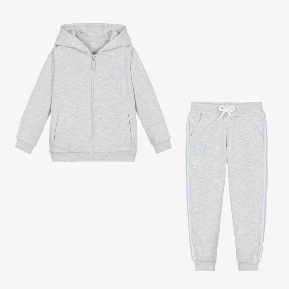 Mitch & Son-Boys Grey Cotton Jersey Tracksuit | Childrensalon Outlet