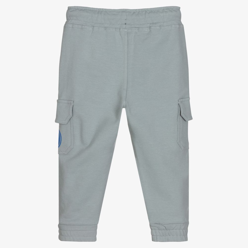 Mitch & Son-Boys Grey Cotton Logo Joggers | Childrensalon Outlet