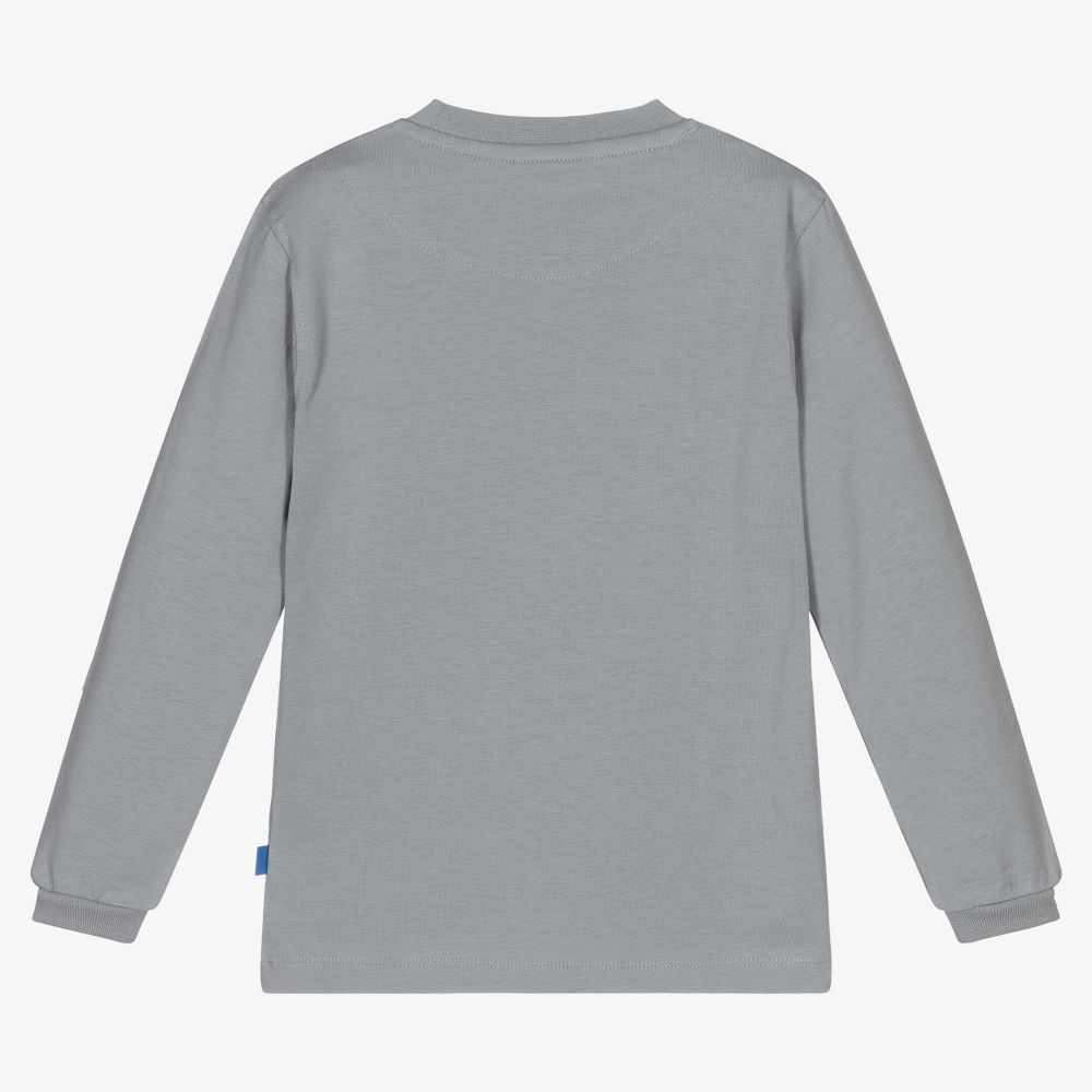 Mitch & Son-Boys Grey Cotton Logo Top | Childrensalon Outlet