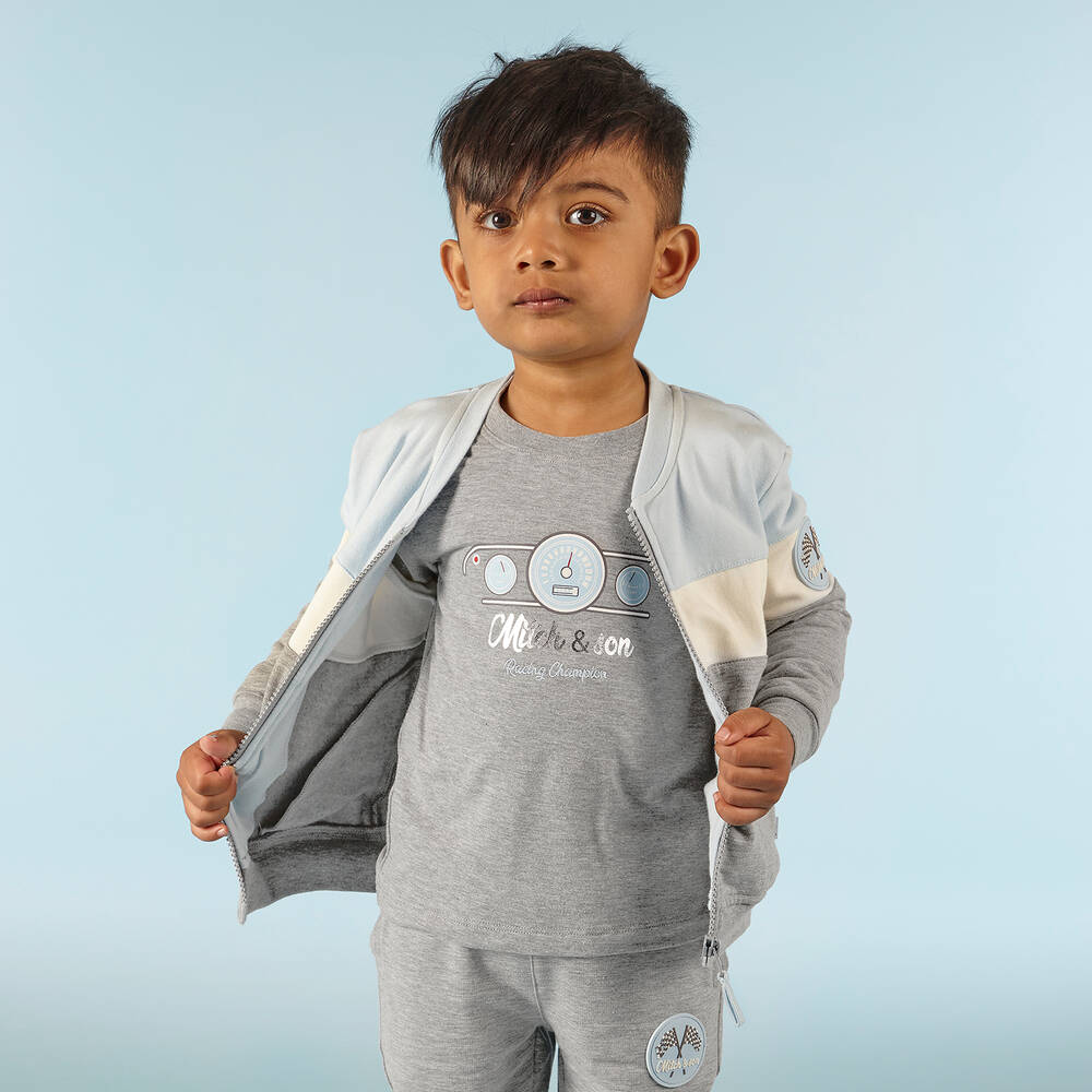 Mitch & Son-توب قطن جيرسي لون رمادي للأولاد | Childrensalon Outlet