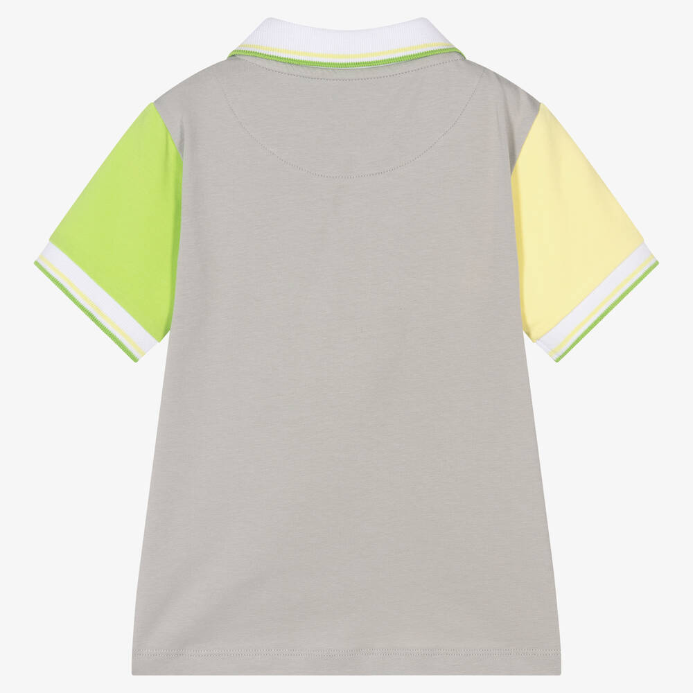 Mitch & Son-Boys Grey Cotton Polo Shirt | Childrensalon Outlet