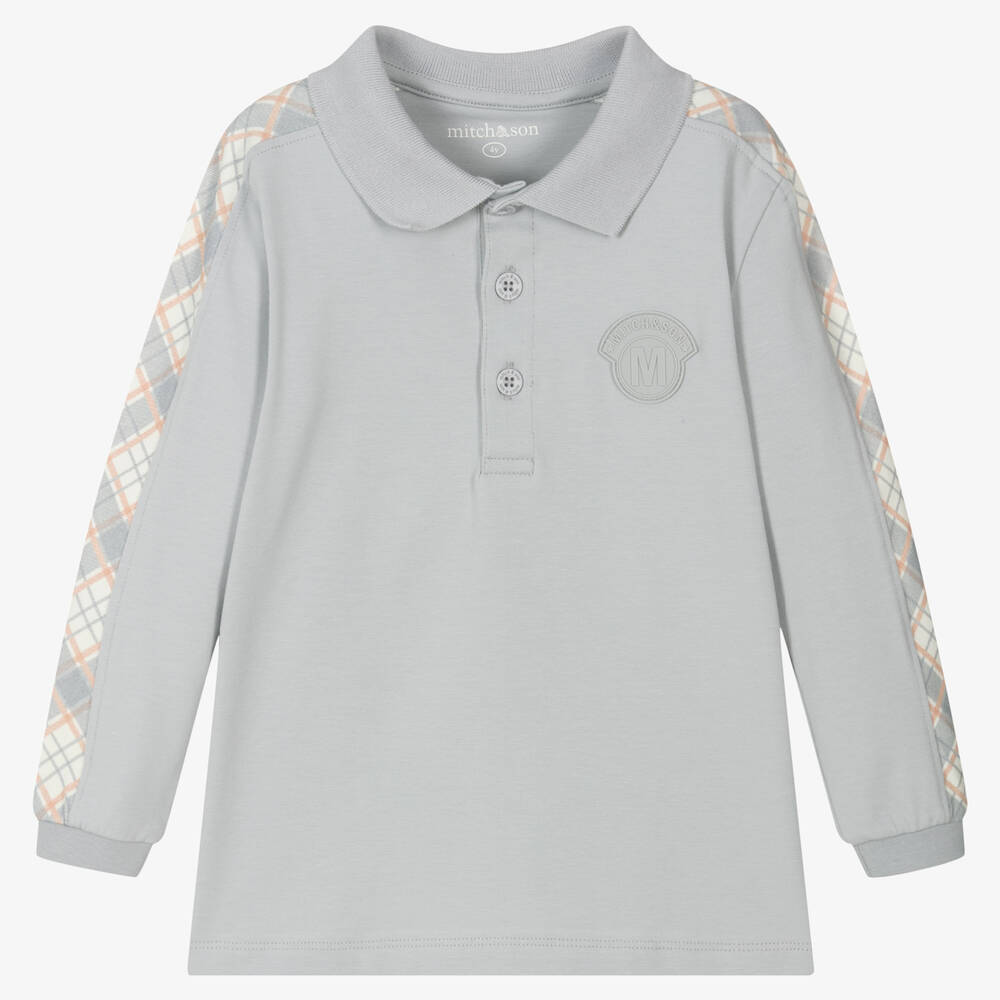 Mitch & Son - Boys Grey Cotton Polo Shirt | Childrensalon