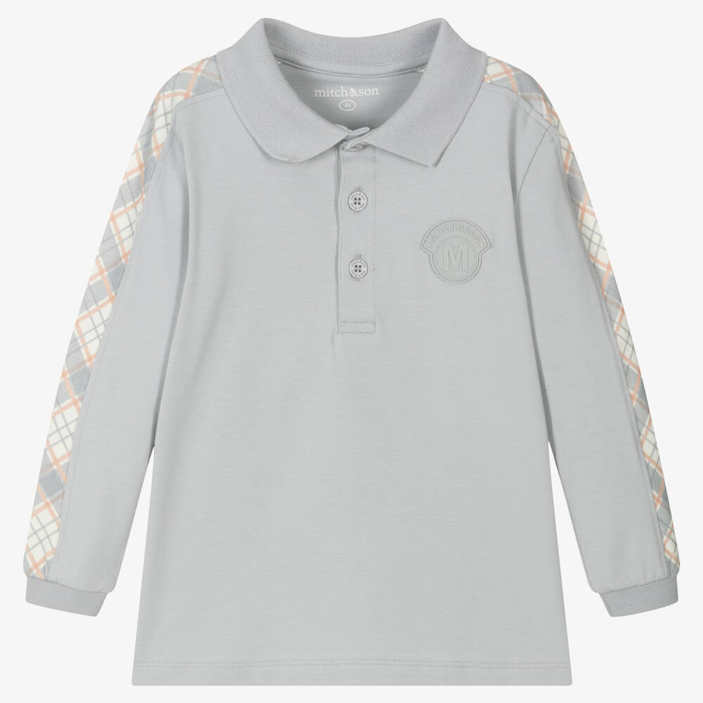 Boys Grey Cotton Polo Shirt