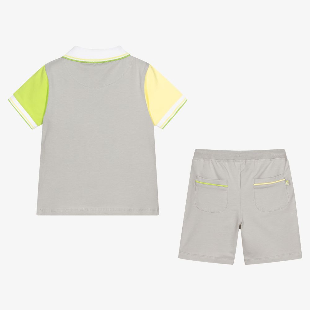 Mitch & Son-طقم شورت قطن جيرسي لون رمادي للأولاد | Childrensalon Outlet