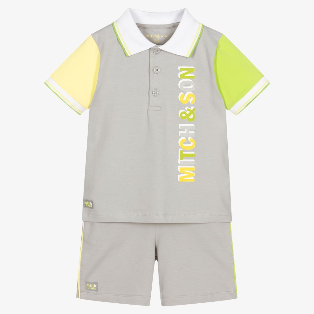 Mitch & Son - Серая футболка и шорты из хлопка для мальчиков | Childrensalon