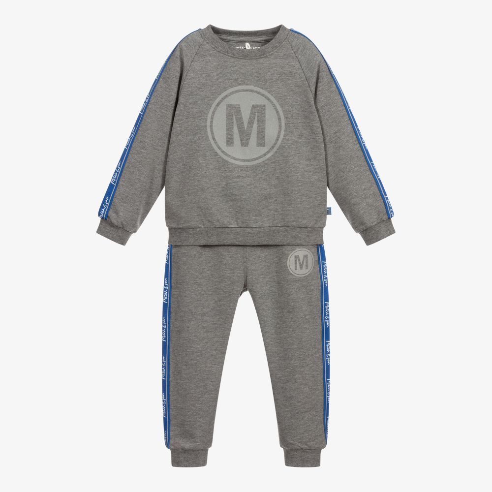 Mitch & Son-Boys Grey Cotton Tracksuit | Childrensalon Outlet